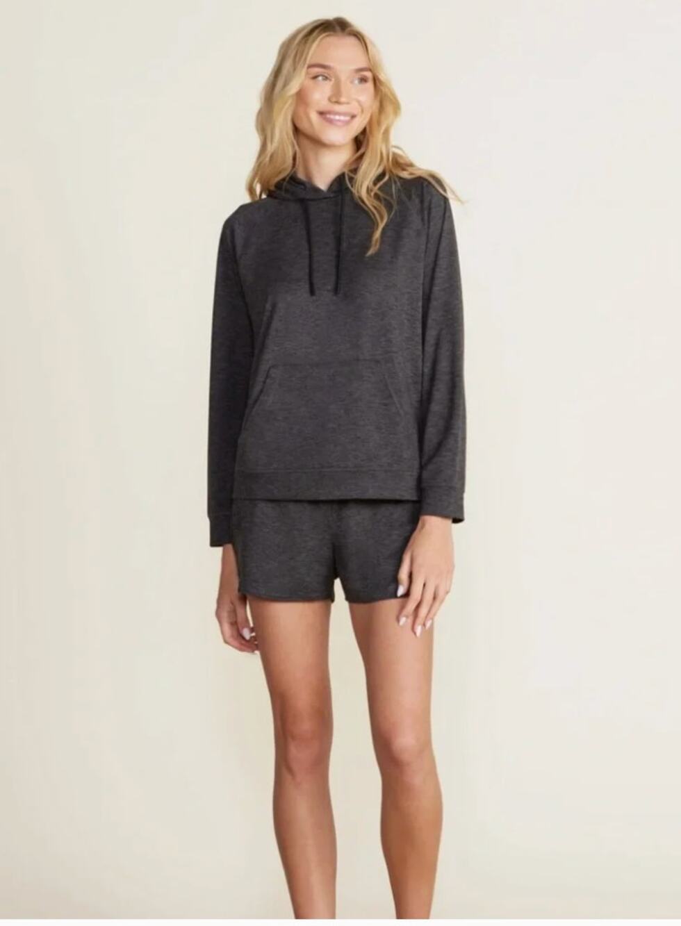 Barefoot Dreams Hoodie Womens Small Butterchic Knit Heather Gray Pullover Comfy